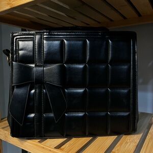 Quilted Puffer Shoulder Bag With Bow